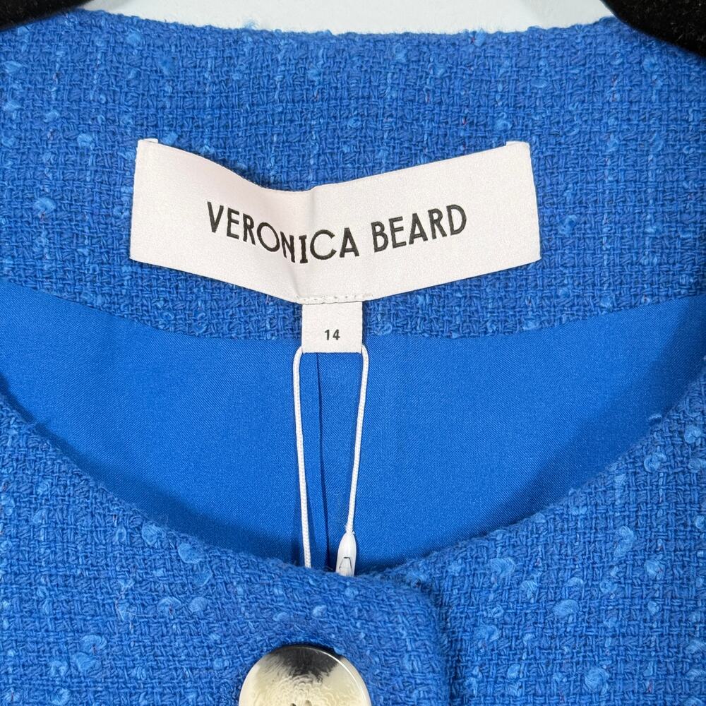 Veronica Beard Tamara Tailored Hourglass Blazer Vest Blue Tweed 14 Office - Picture 7 of 8